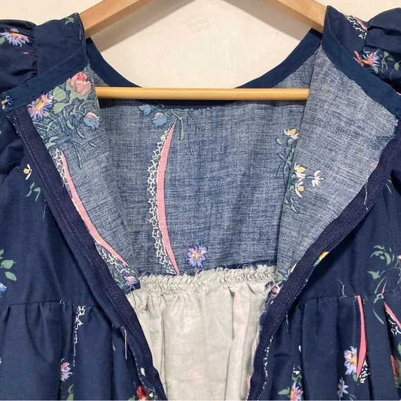 Vintage Handmade Daisy Kingdom Girls Dress Blue With Floral Border Sz 7, Easter - Picture 5 of 10